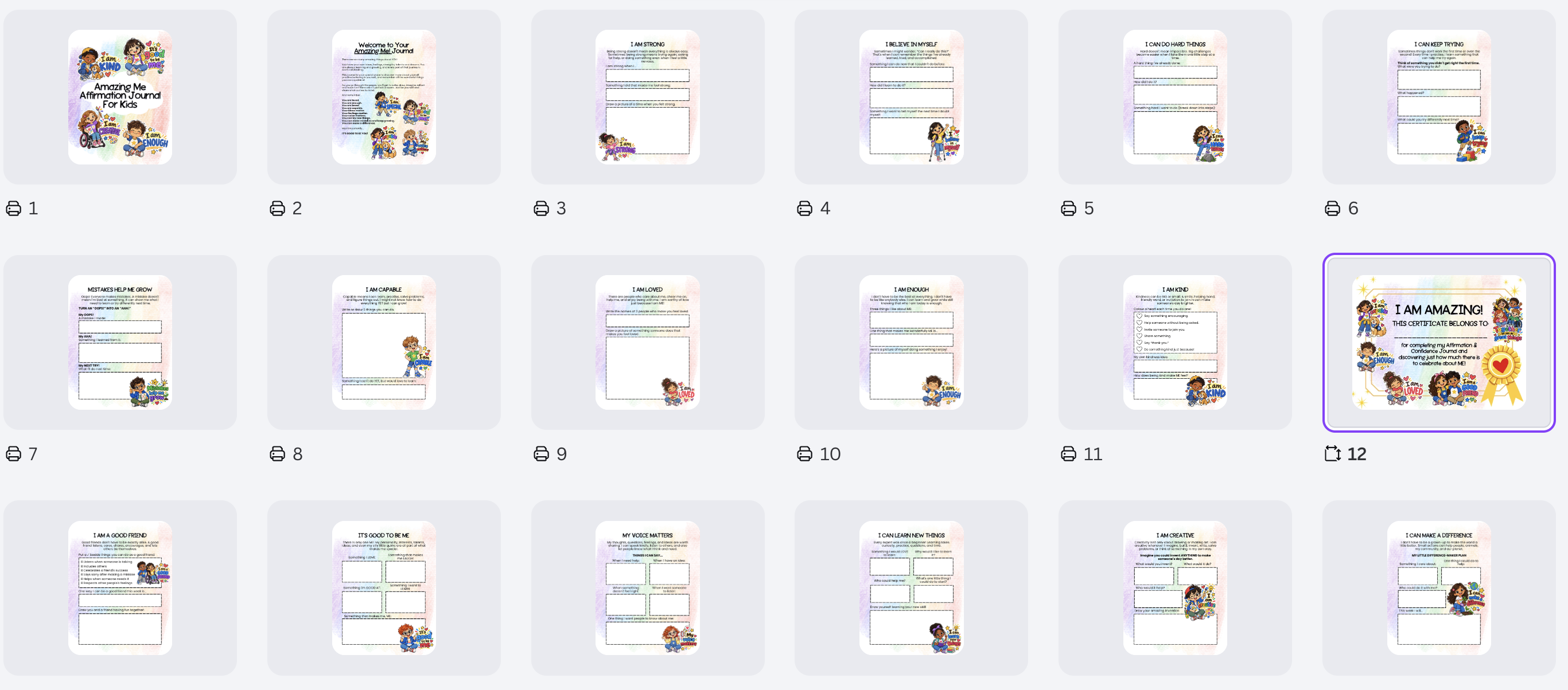 Amazing Me Affirmation Journal Canva templates
